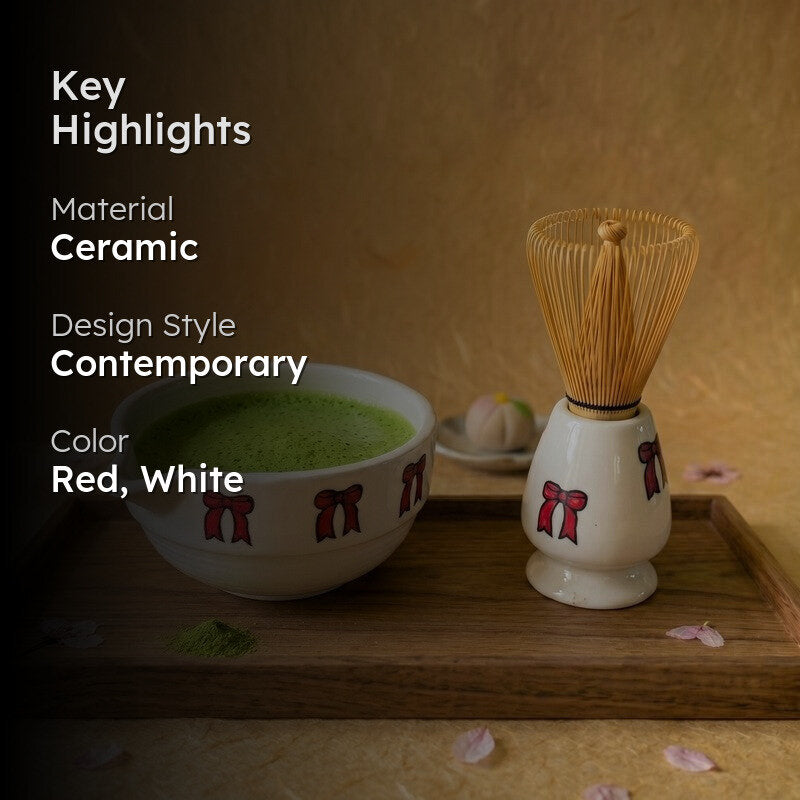Midori Ceramic Matcha Bowl & Whisk Holder Set - 550 mL media 2