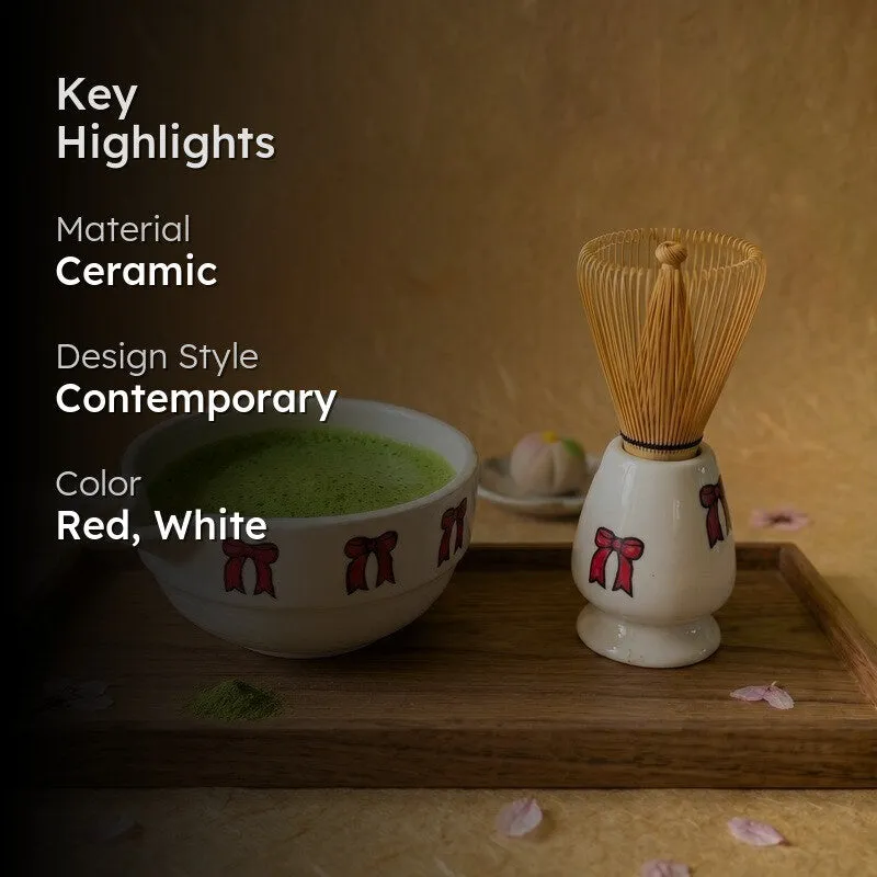 Midori Ceramic Matcha Bowl & Whisk Holder Set - 550 mL media 2