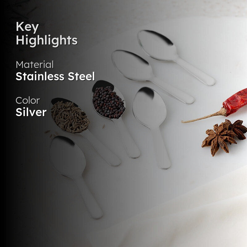 Premium Stainless Steel Masala Spoon Set - Set of Six media 2