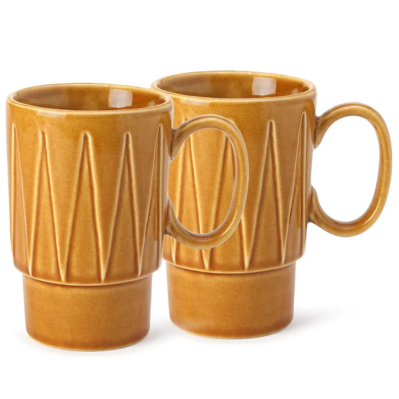 Kindred Ceramic Coffee Mug (Golden Brown/350 mL Each) - Set Of Two media 5