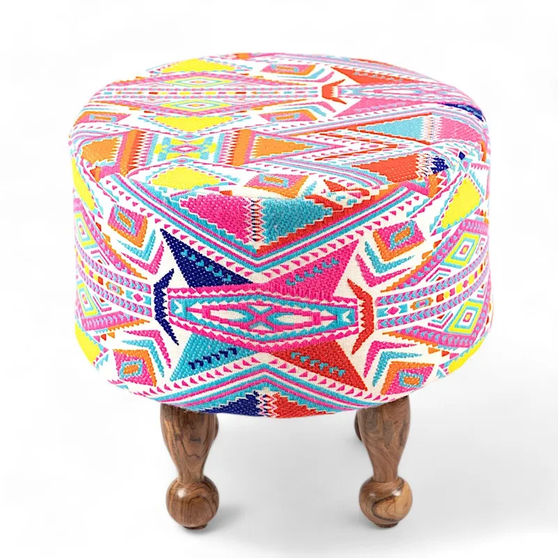 Iverix Acacia Wooden Ottomans (Multicolor) - Set Of Two media 3