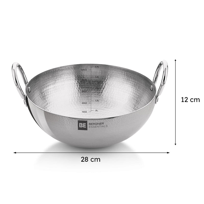 Bergner Stainless Steel Hammered Kadhai - 4200 mL media 7