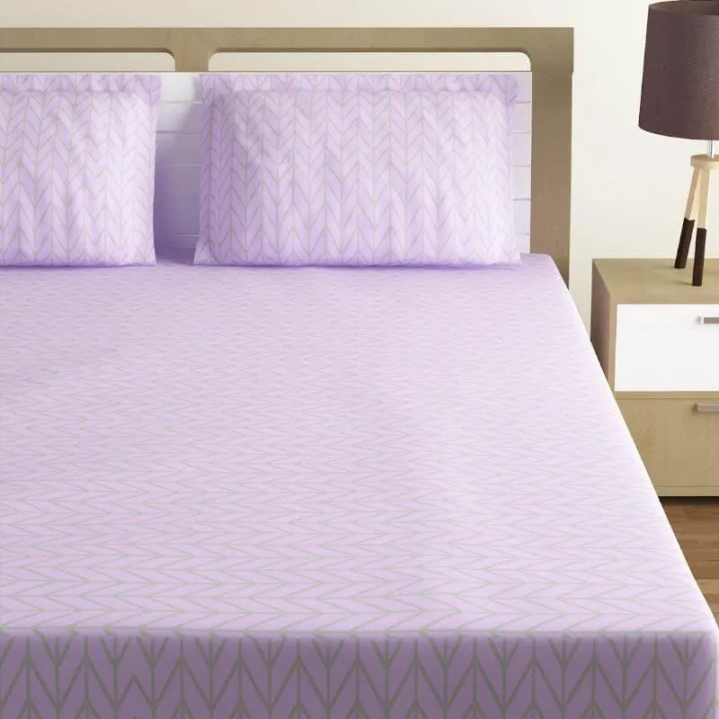 Swayam Madonna Printed Cotton Bedsheet (Lavender) - 180 TC media 1