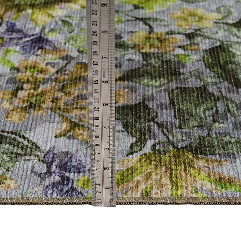 Close-up of a carpet surface with ruler placed vertically