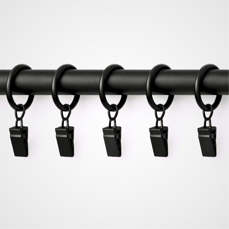 Easy Hang Curtain Rings with Clip (Black) - Set of Twenty One media 4