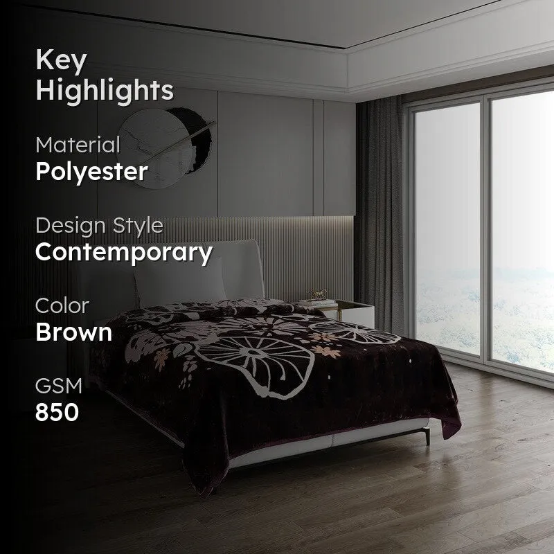 Monte Carlo Midnight Bloom Blanket (Brown)- 850 GSM media 2