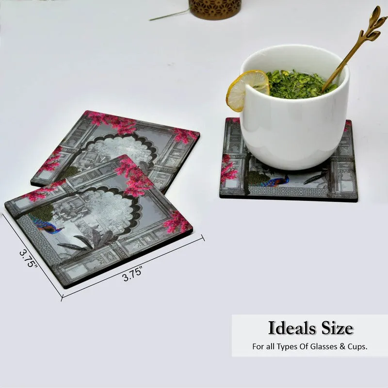 Marble Luxe Wooden Coasters with Holder - Seven Piece Set media 6