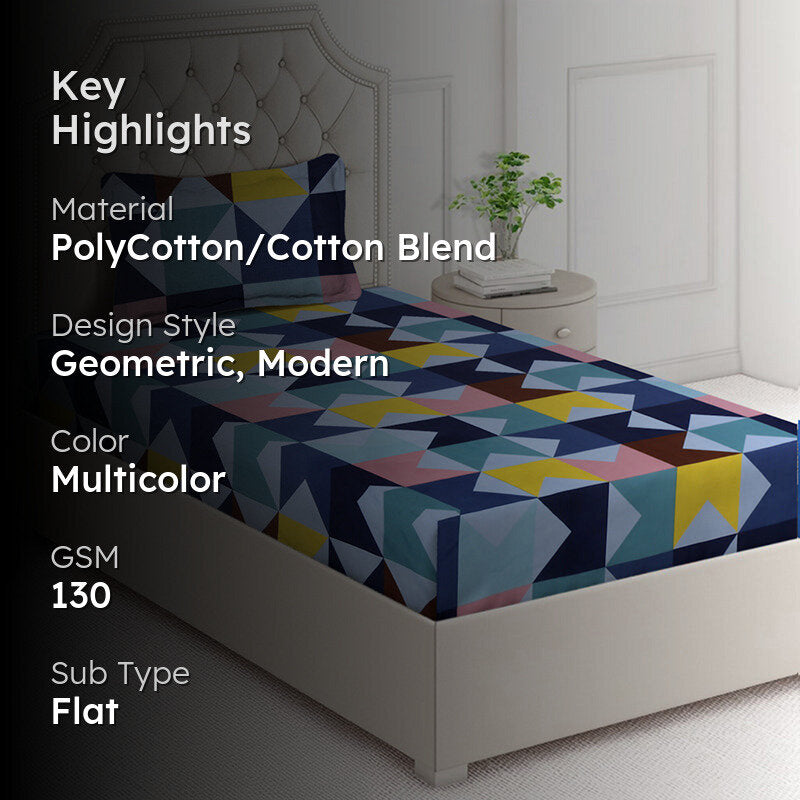 Penant Dreams Geometric Bedsheet - 130 GSM media 2