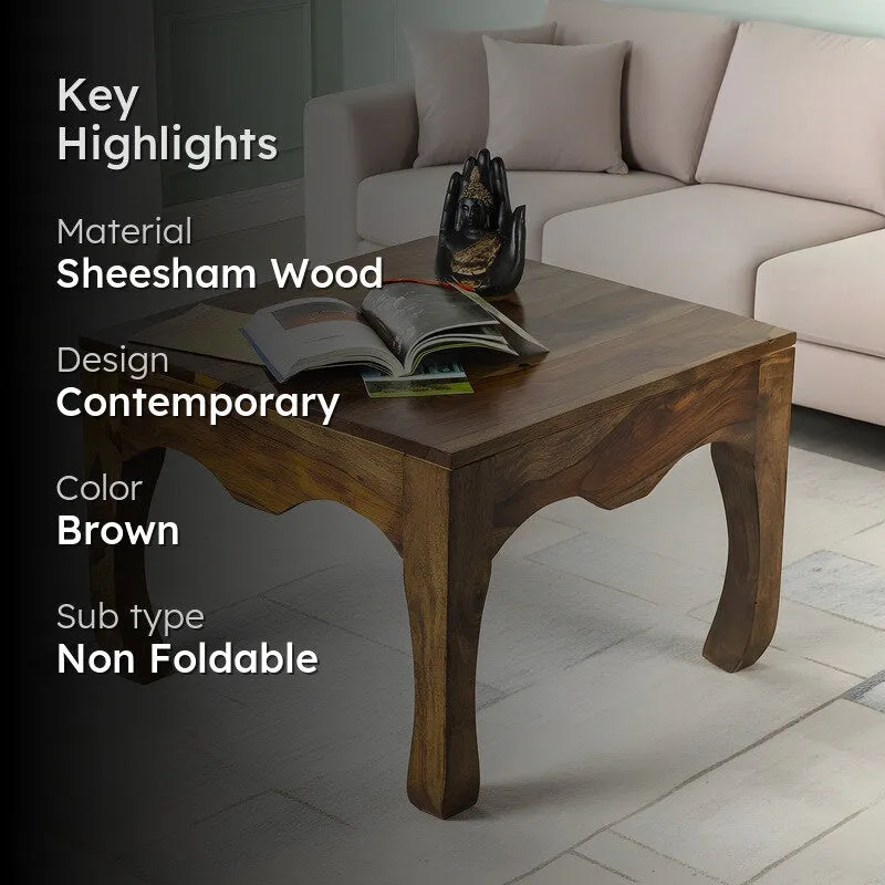 Rervon Sheesham Wooden Center Table - Brown,Beige media 2