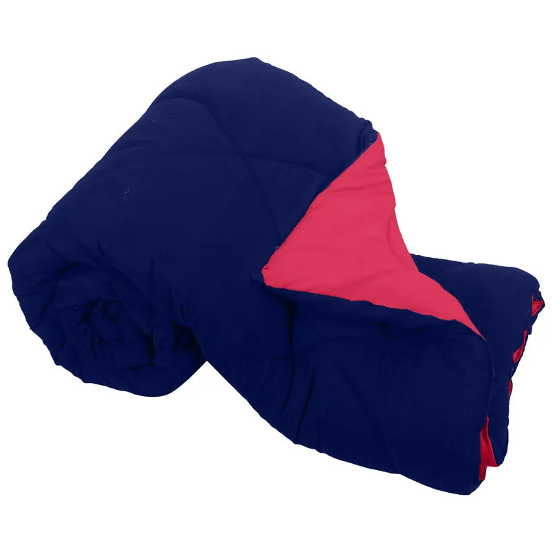 Wide Checkered Dual Color Cotton Comforter (Blue, Pink) - 400 GSM media 4