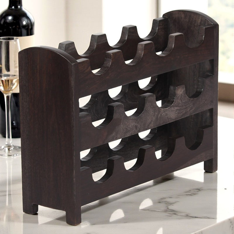 Yverox Sheesham Wooden Wine Rack - Black
