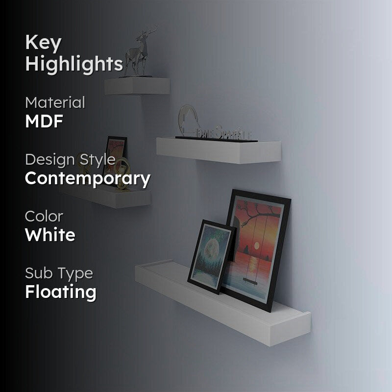 Skyline Shelving Wall Shelf - White - Set Of Four media 2