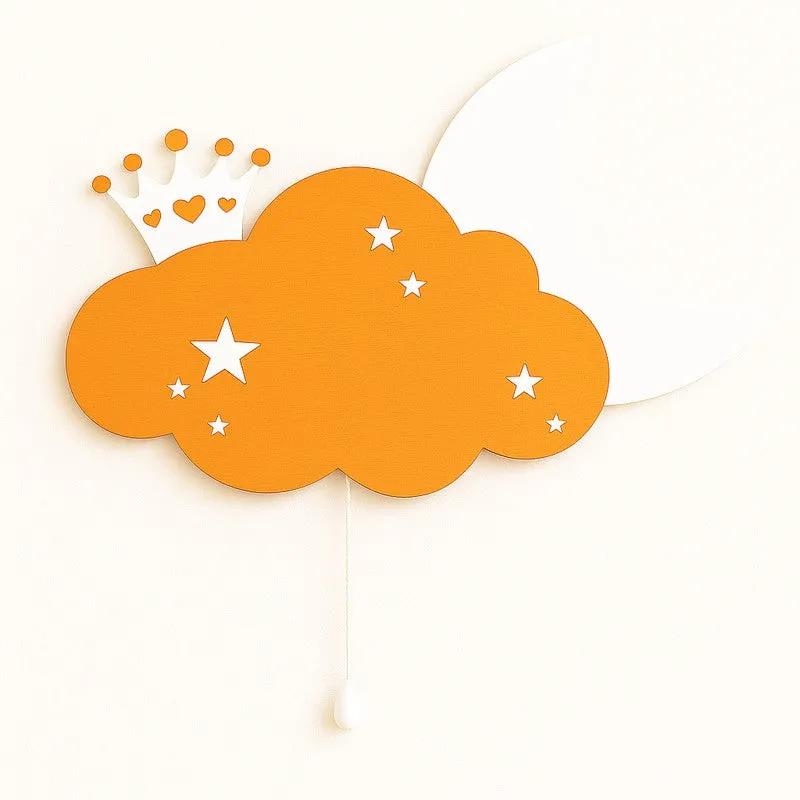 Sleepy Night Sky Cloud Battery Operated MDF Wall Lamp - Orange media 3