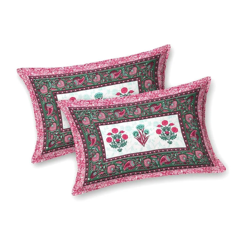 Desiis Cotton Bedsheet (Pink,Green) - 240 TC media 4