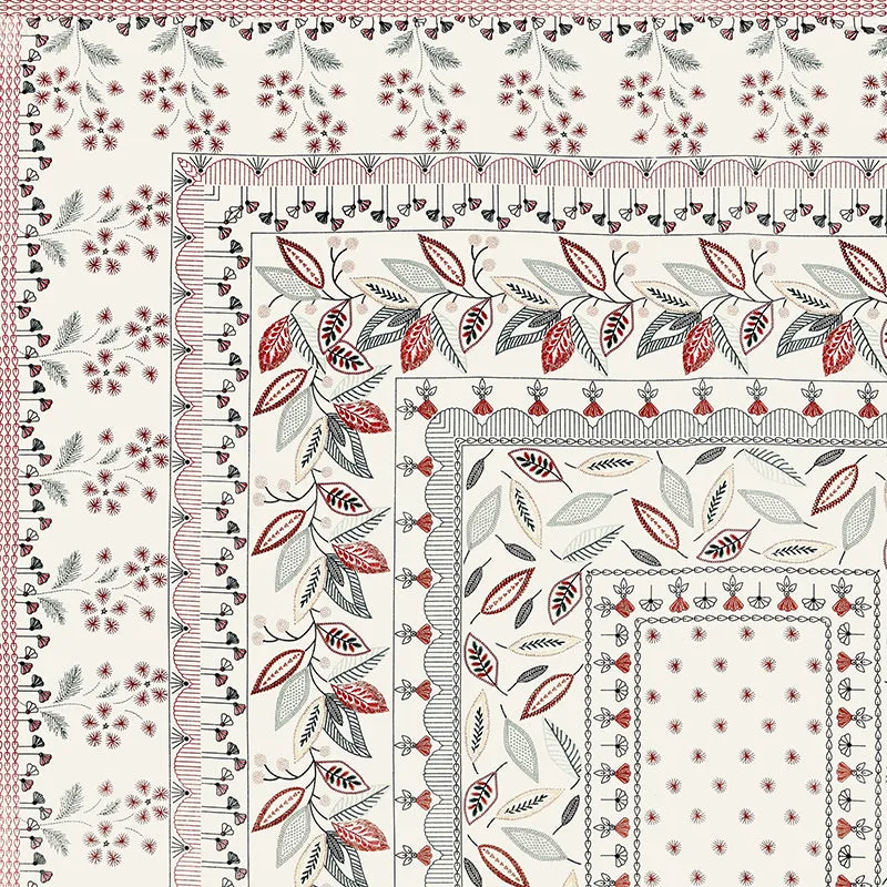 Aniditha Ethnic Cotton Bedsheet (Red,Ivory) - 160 TC media 3