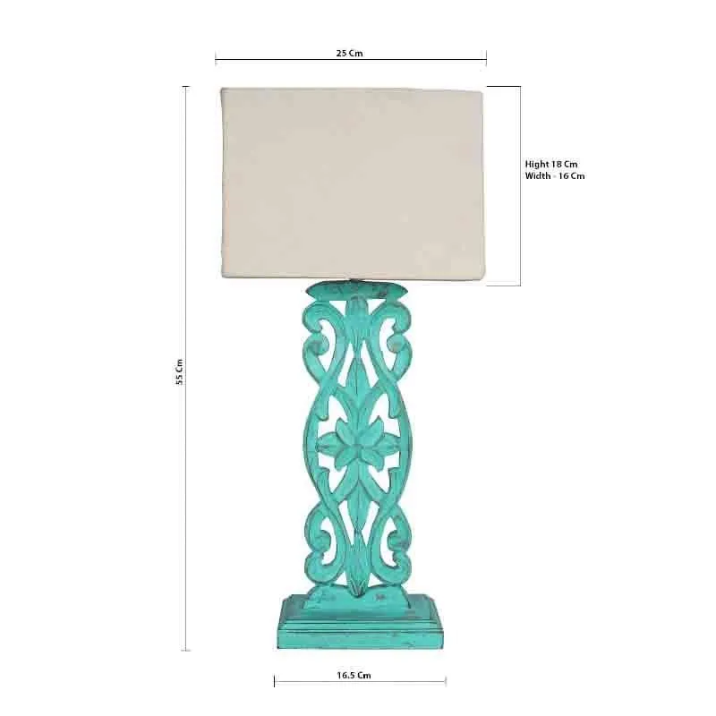 Meraki Carved Fabric Table Lamp - Beige,Blue media 6