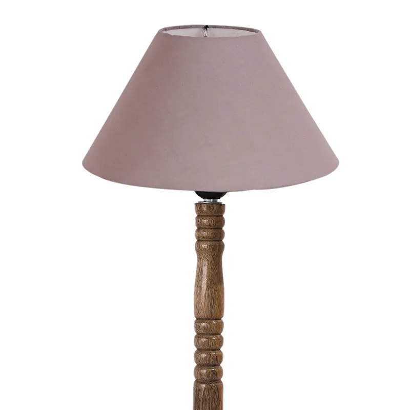 Glow Mesa Table Lamp With Carved Wooden Base - Grey,Brown media 5