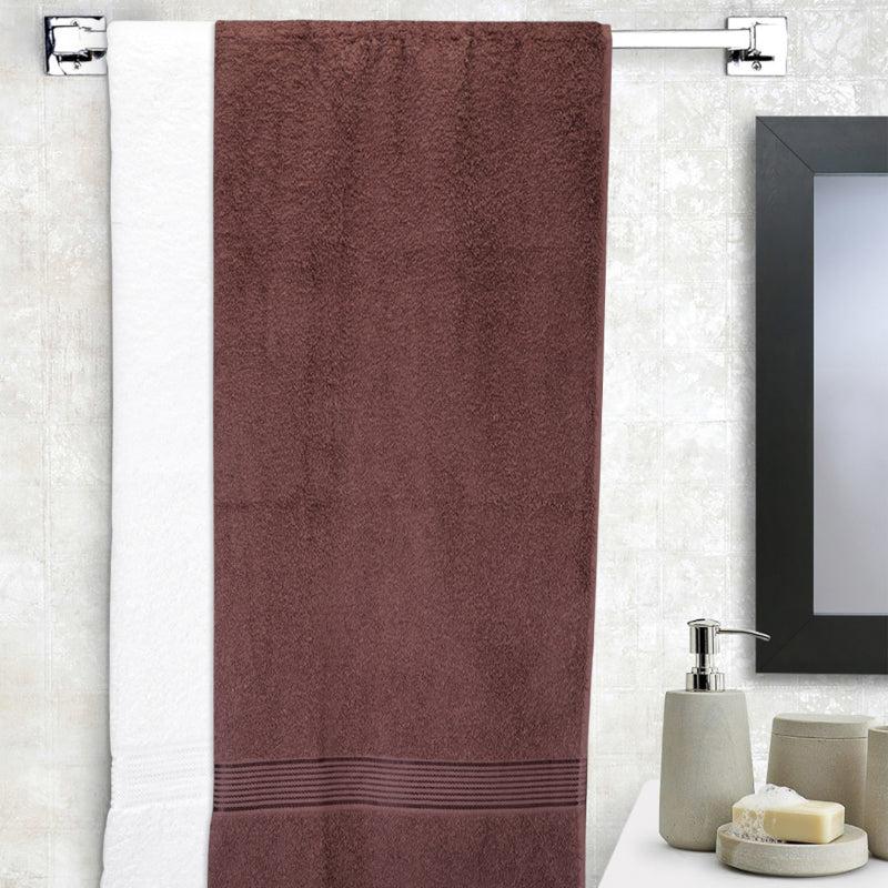 Bodil Bath Towel (White & Brown) - Set Of Two - 70 x 150 cm