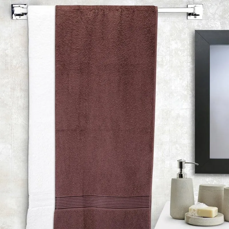 Bodil Bath Towel (White & Brown) - Set Of Two media 1