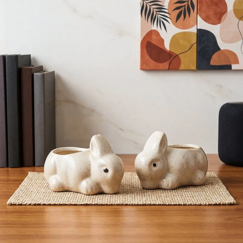 Bunny & Turtle Race Planter - Set Of Two media 1