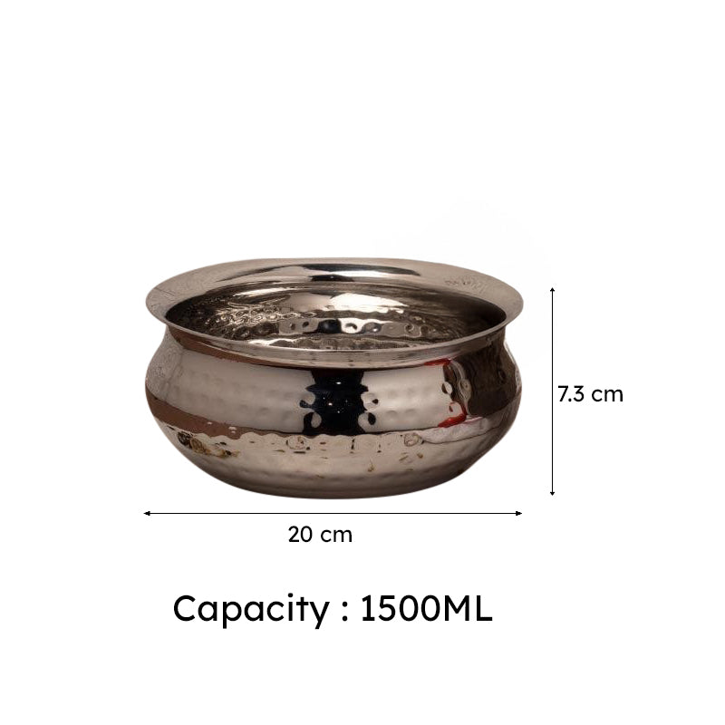 Vintage Charm Stainless Steel Hammered Serving Pot With Lid - 1500 mL image 5