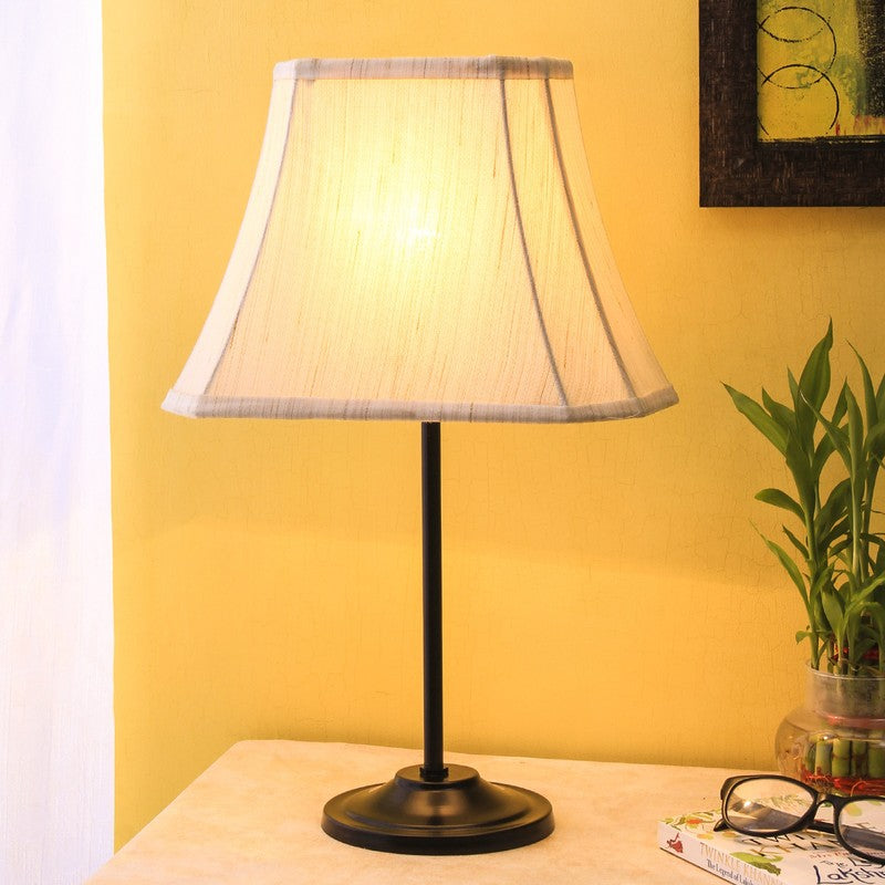 Flarorae Cotton Table Lamp With Iron Base - Beige