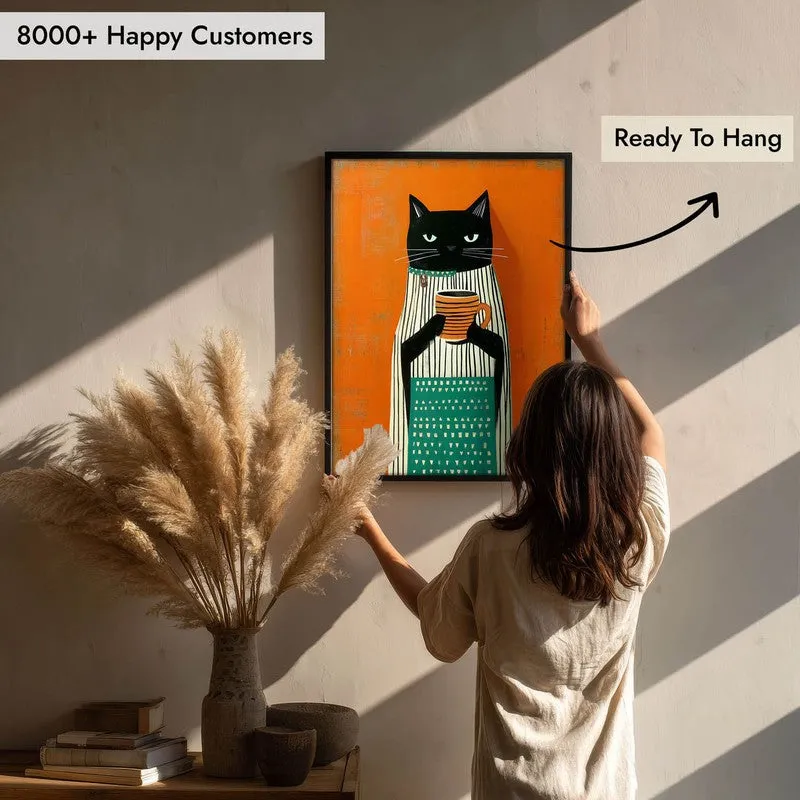 Cat's Brew Wall Painting With Frame media 8