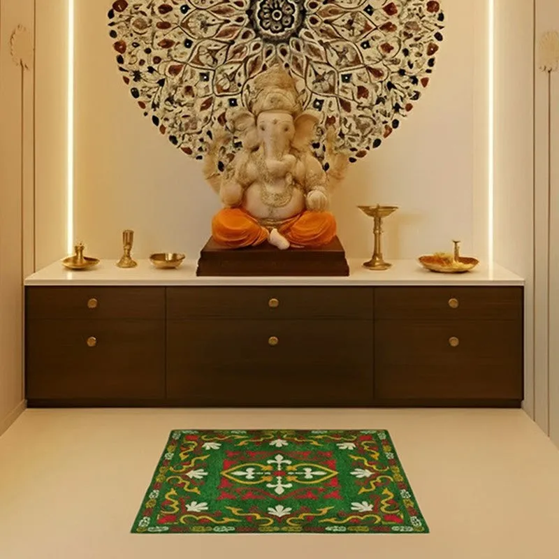 Divine Aangan Prayer Mat (Green) - 550 GSM media 5