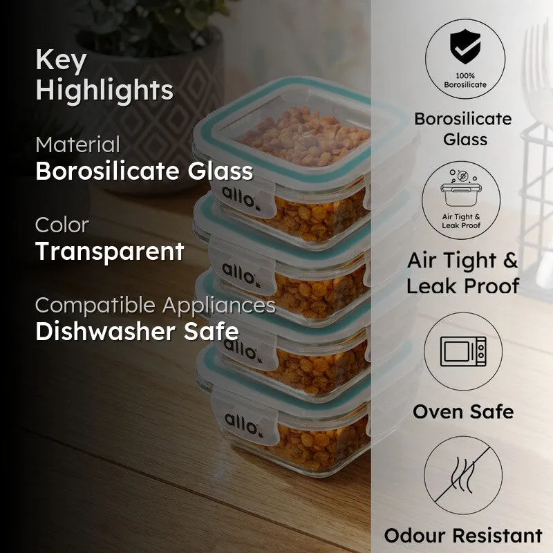 Oliva Square Glass Storage Container (320 ML Each) - Set Of Four media 2
