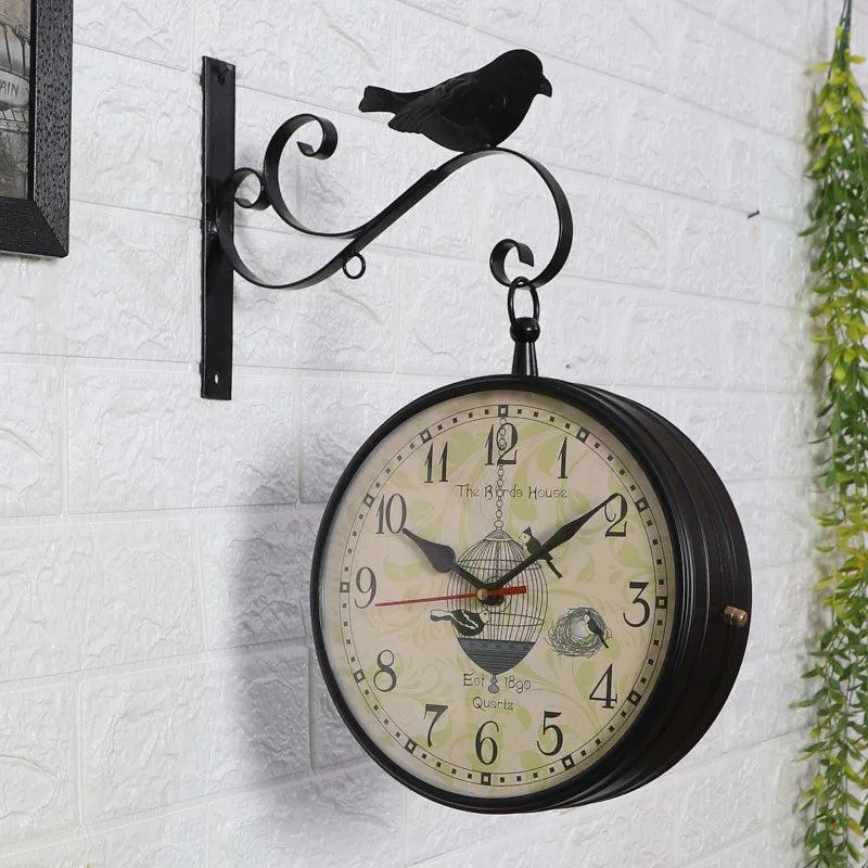 Bird Perch Double Sided Station Clock media 1