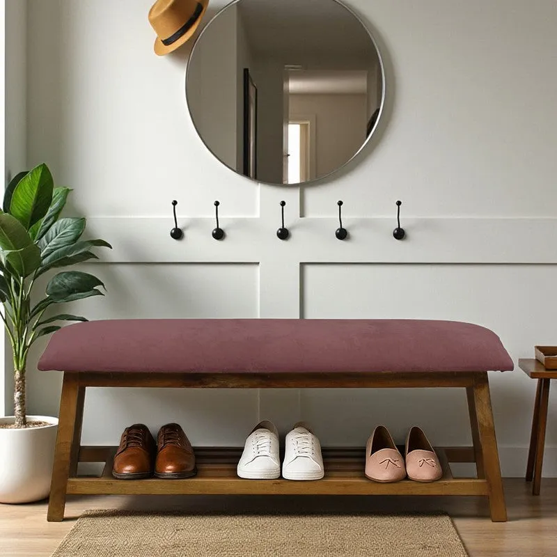 Grid Mango Wood Shoe Rack - Pink media 1