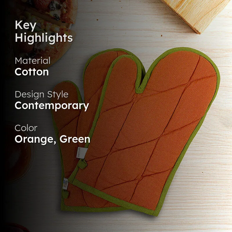 Swayam Teplo Kitchen Gloves (Orange & Green) - Set Of Two media 2