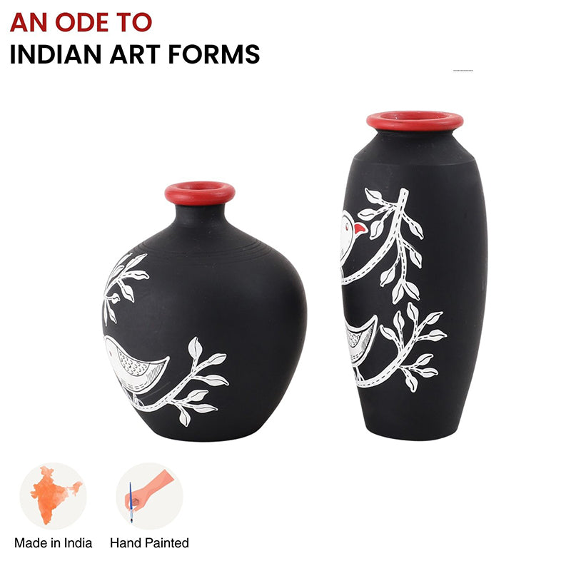 Neel Pakhi Handpainted Terracotta Vase - Set Of Two media 3