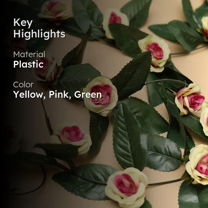 Fiora Artificial Velvet Rose Creeper (Yellow-Purple)  Set of Five media 2