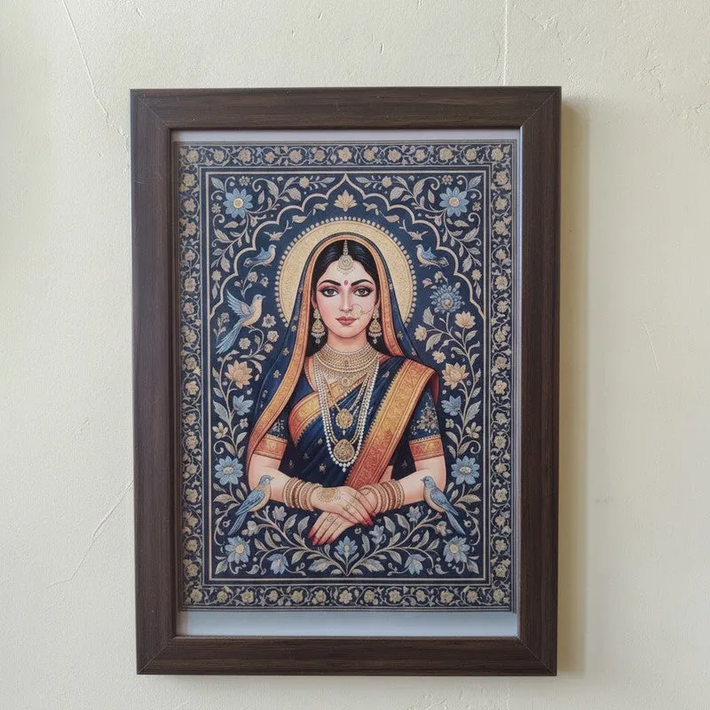 Divine Muse & Peacock Wall Painting With Frame - Set Of Four media 5