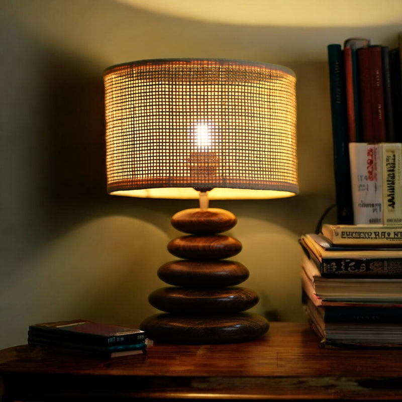 HearthLit Rattan Mango Wood Table Lamp - Beige,Brown media 3