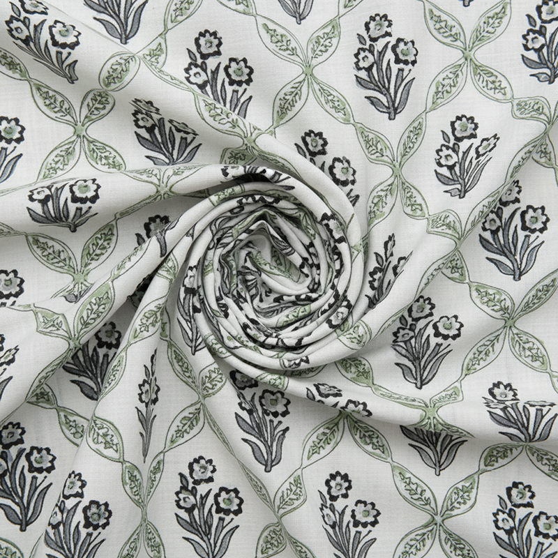 Malati Cotton Bedsheet (Grey, Blue) - 180 TC media 5