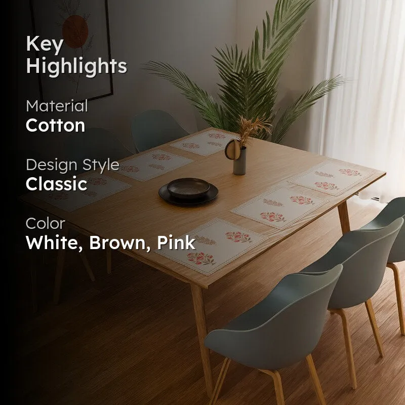 Earthy Elegance Cotton Table Mat (Pink) - Set Of Six media 2