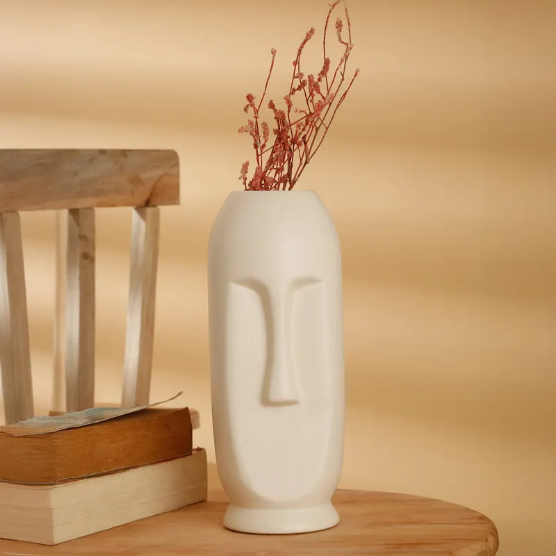 Straight Face Vase - White media 1