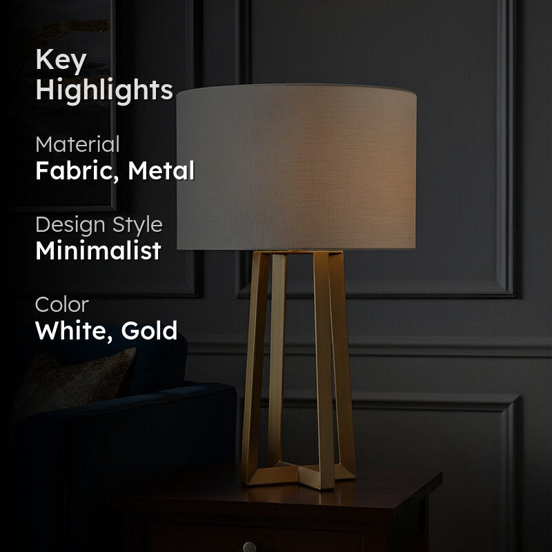 AarviDecor Ellington Classic Metal Table Lamp - White media 2