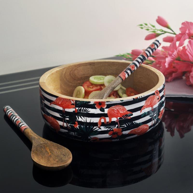 Flaminga Wooden Flat Bowl With Spoon & Fork - Set Of Three image 3