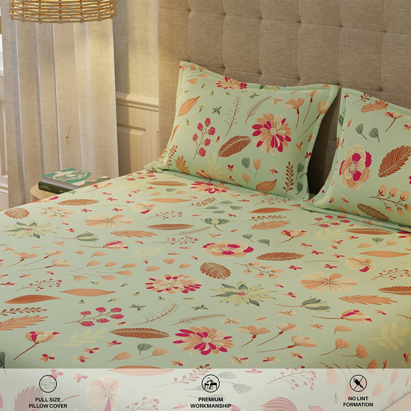 Urban Space Florence Sage Green Cotton Bedsheet - 200 TC media 6