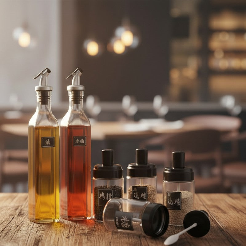 Flavor Flow Glass Oil Dispenser - Five Piece Set media 4