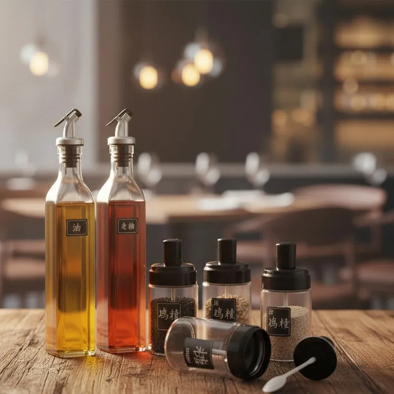 Flavor Flow Glass Oil Dispenser - Five Piece Set media 4