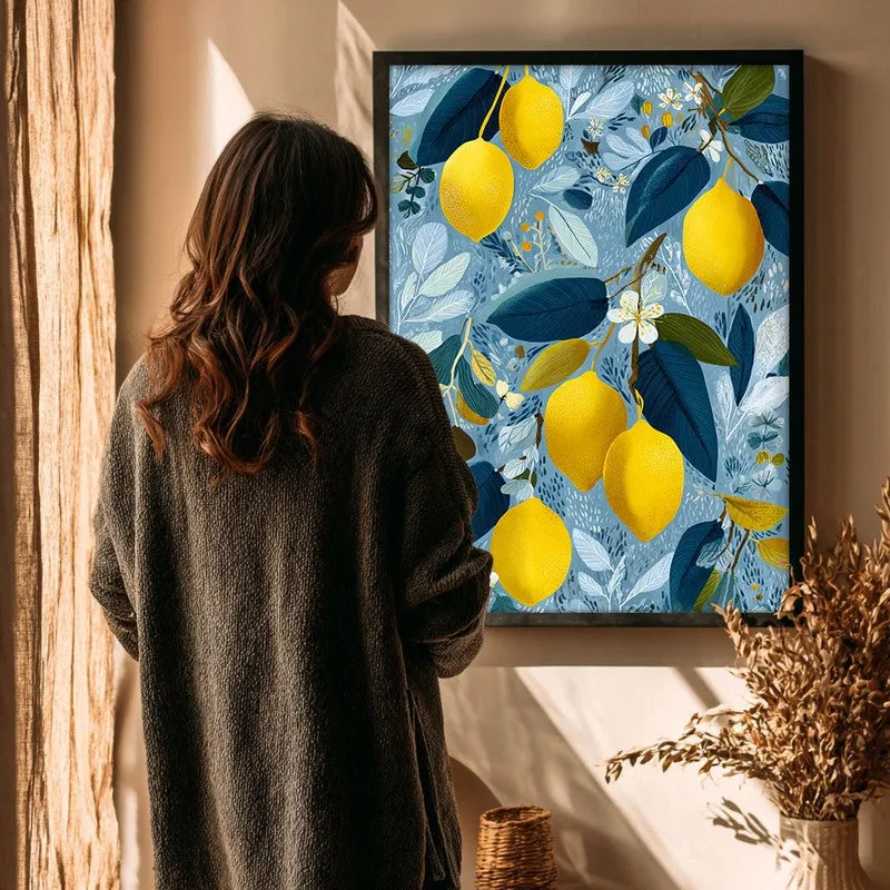 Zestara Lemon Branch Canvas Wall Painting With Black Frame media 4