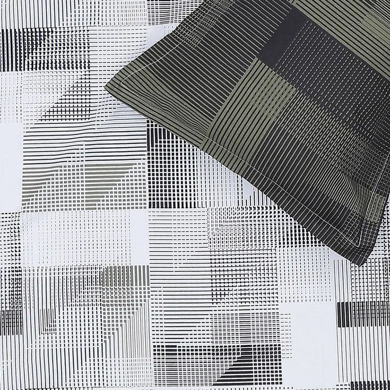 Monte Carlo Checkora Cotton Bedsheet (White,Olive Green) - 104 TC media 6