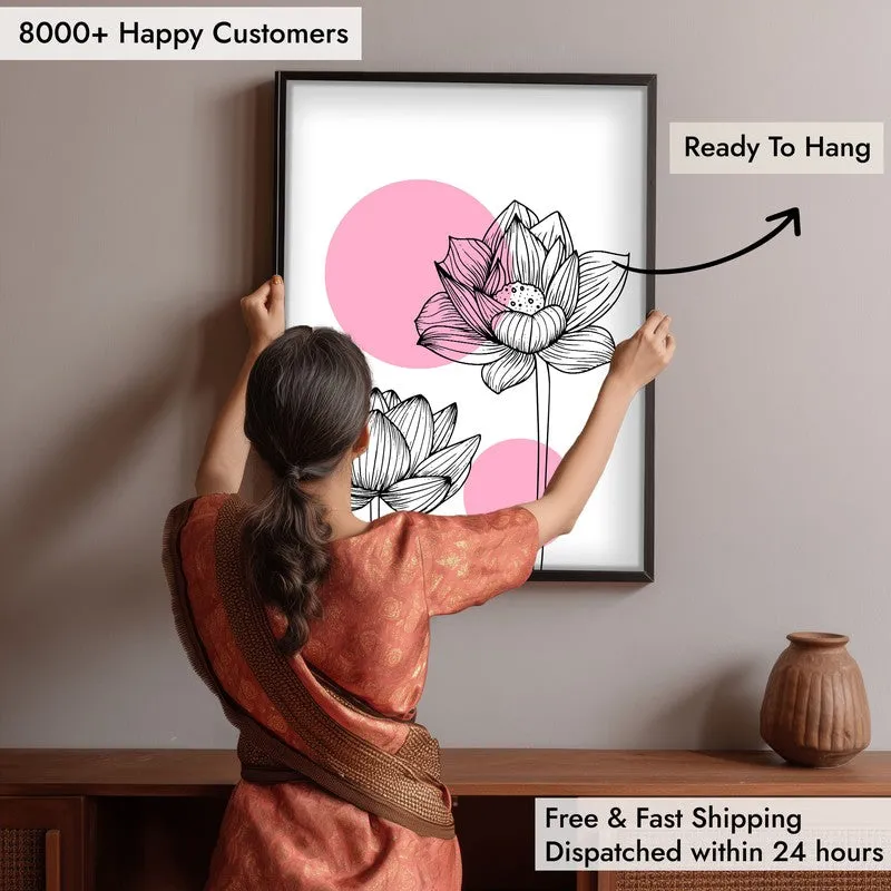 Lotus Lines Archival Paper Wall Art With Frame media 7