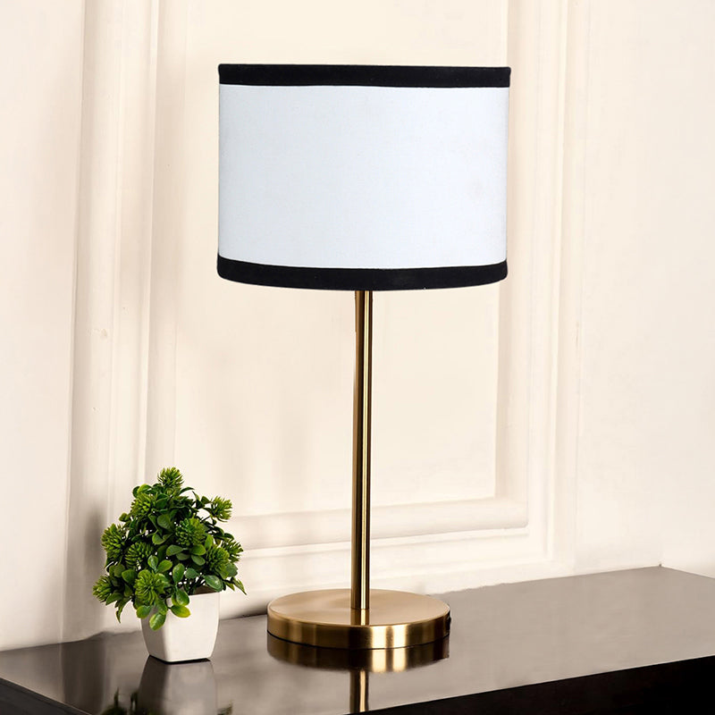 Monochrome Edge Cotton & Metal Table Lamp - White media 2