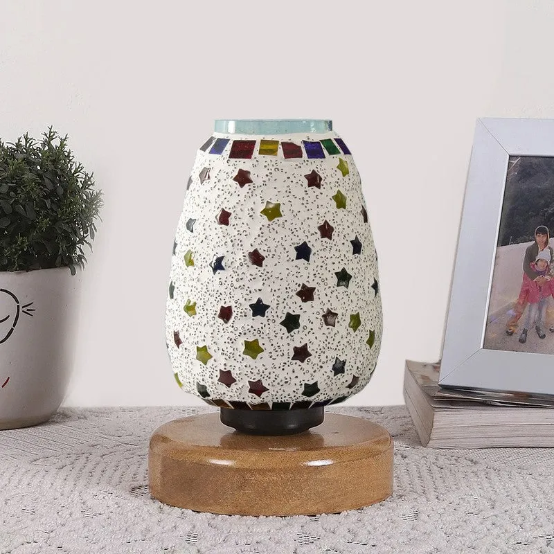 Flareonix Glass Table Lamp With Wooden Base - Multicolor media 4