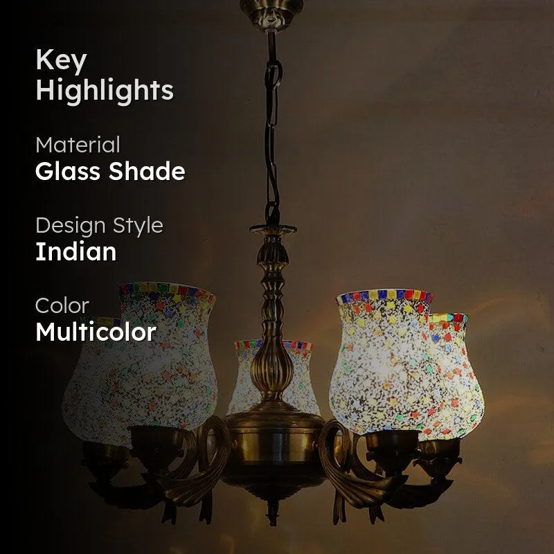 Ekta Vistara Mosaic Golden Antique Ceiling Lamp media 2